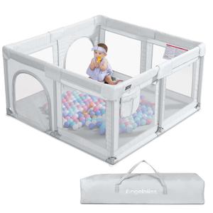 ANGELBLISS Baby Playpen, Large Baby Playard, Indoor & Outdoor Kids Activity Center with Anti-Slip Base, Sturdy Safety Play Yard with Breathable Mesh, Kid's Fence for Infants Toddlers (Grey, 50x50)