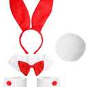 Bunny Costume Set - Rabbit Ears Headband, Bow Tie, Cuff and Tail Accessories Kit