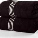 Bath Towels - 2PC 500GSM 100% Cotton Towel Set - 35x70in Extra Large Quick Drying Bath Towels - Absorbent Bath Sheets for Bathroom by Lavish Home (Black)