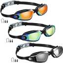Flutesan 3 Pack Swimming Goggles for Adult Kids No Leaking Silicone Anti Fog Swim Glasses with Nose Clip Ear Plugs Pool Goggles, 3 Colors(Multi Color, 6.3 x 1.8 Inches)