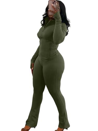 acelyn Womens 2 Piece Outfits Tracksuit Set Long Sleeve Zip Up Crop Jacket Leggings Pants Sweatsuits Workout Sets with Pockets, Size XL
