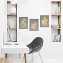 Conipit Grey and Yellow Canvas Wall Art Abstract Leaf Painting Botanical Pictures Minimalist Artwork Prints for Office Bedroom (12''X16''X3PCS)