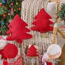 Lanpn Christmas Tree Pillows Set of 2, Christmas Decoration Narrow Stripes Winter Throw Pillow Soft Cute 3D Shaped Xmas Tree Throw Cushion for Sofa Bedroom Xmas Decor (18x16 inch, Red)