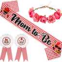 BBQ Theme Baby Shower Sash Mom to Be Sash and Dad to Be Pin Flower Crown for Gender Reveals Party Baby Shower Party Favors Decorations for Pregnancy Props Boys Girls Gift