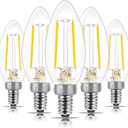 Energetic E12 LED Classic Candelabra Clear Light Bulb, 4W, Equivalent 40W, 400 Lumens, Cool White 4000K, Filament Clear Glass Candelabra B11 Bulb, Non-Dimmable, Pack of 5