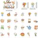 49 PCS She Is Off the Market Bridal Shower Decor Set Farmers Market Theme Cake Cupcake Toppers Vegetables Fruit Flowers Cake Picks for Bridal Showers Bachelorette Party Decoration Supplies