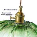 Kulukulu Retro Style Pendant Light, Mid Century Smoked Glass Ceiling Hanging Lamp, Vintage Hand Blown Fixture for Bedroom Dining Room, Kitchen Island - Flower, Green, Large, 2 Pack