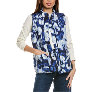 Jones New York Women's Quilted Printed Patch Pocket Vest with S, Size XL