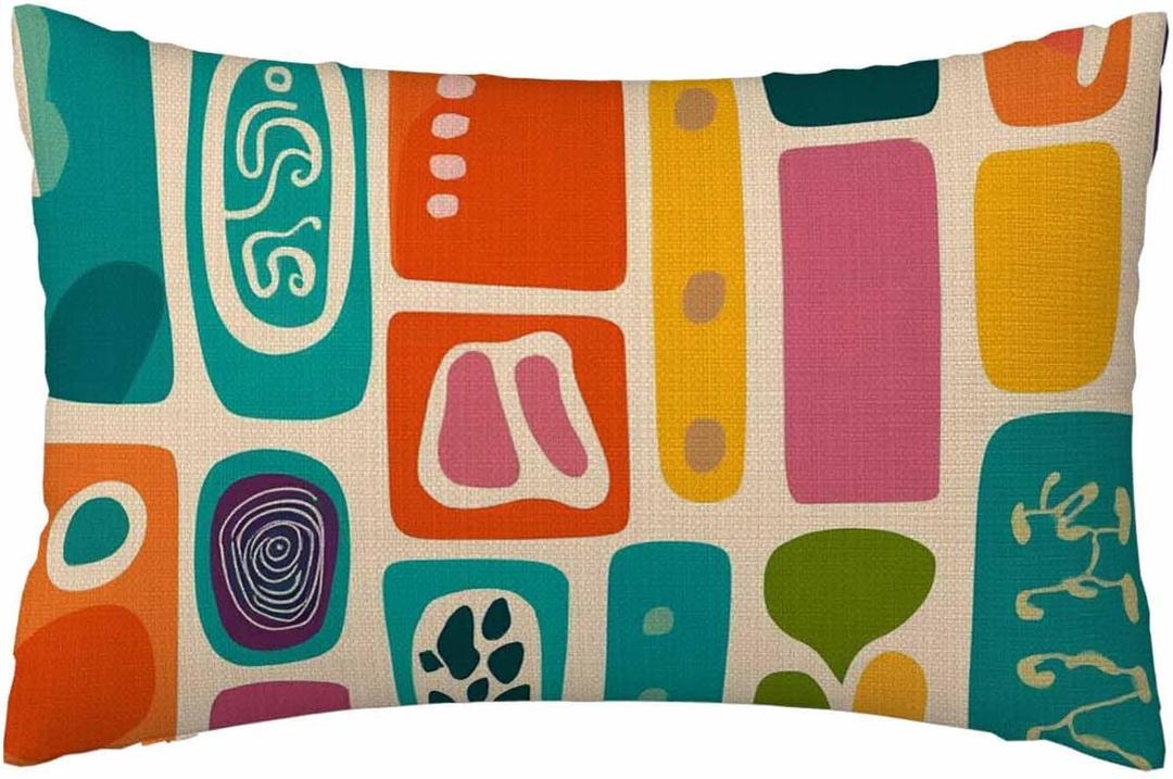 Geometric Pillow Case Retro Style Vintage Multicolored Soft & Breathable Pillow Cover with Envelope Closure Pillowcase Standard Size 20" X 26"