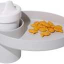 Travel Tray Oval USA Made Extend Your Current Cup Holder to Hold Your Cup Plus A Tray for Snacks, Toys and Accessories. Use in a Car Seat, Booster, Stroller, Golf Cart, Outdoor Chair, Slate Gray