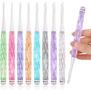 Coopay Crochet Hooks, Inline Crochet Hook Set 2.5mm(C)-6mm(J), See-Through Plastic Handle, Ergonomic & Pretty, Ideal for Crocheting Blankets, Dolls, Shawls, Hats, Scarves