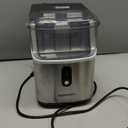 EUHOMY Nugget Ice Makers for Countertop with Ice Scoop & Basket, Self-Cleaning Sonic Pebble/Pellet Ice Maker Machine with 35lbs/24H Soft Ice for Home/Kitchen/Office, Stainless Steel, Silver