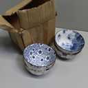 Ceramic Rice Bowls Set of 4 White and Blue Rice Bowls Porcelain Cereal Bowl Perfect for Soup Cereal Sushi Sauce Oatmeal Fruit Rice Microwave and Dishwasher Safe