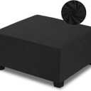 NeColorLife Velvet Ottoman Cover, Stretchable Footrest Slipcover with Elastic Band, Thick Stool Cover for Rectangle or Square Storage Ottoman (Large, Black)