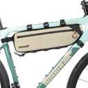 Rhinowalk Bike Frame Bag, Waterproof Bike Triangle Bag, Bicycle Under Top Tube Bag, Corner Pouch Storage Bag, Cycling Accessories, Road Bike Accessories, 2.7L, Beige