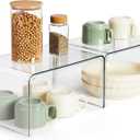 Syntus Clear Cabinet Organizer, Kitchen Shelf Organizers Set of 2 for Pantry Shelf, Plate & Spice Rack Organization