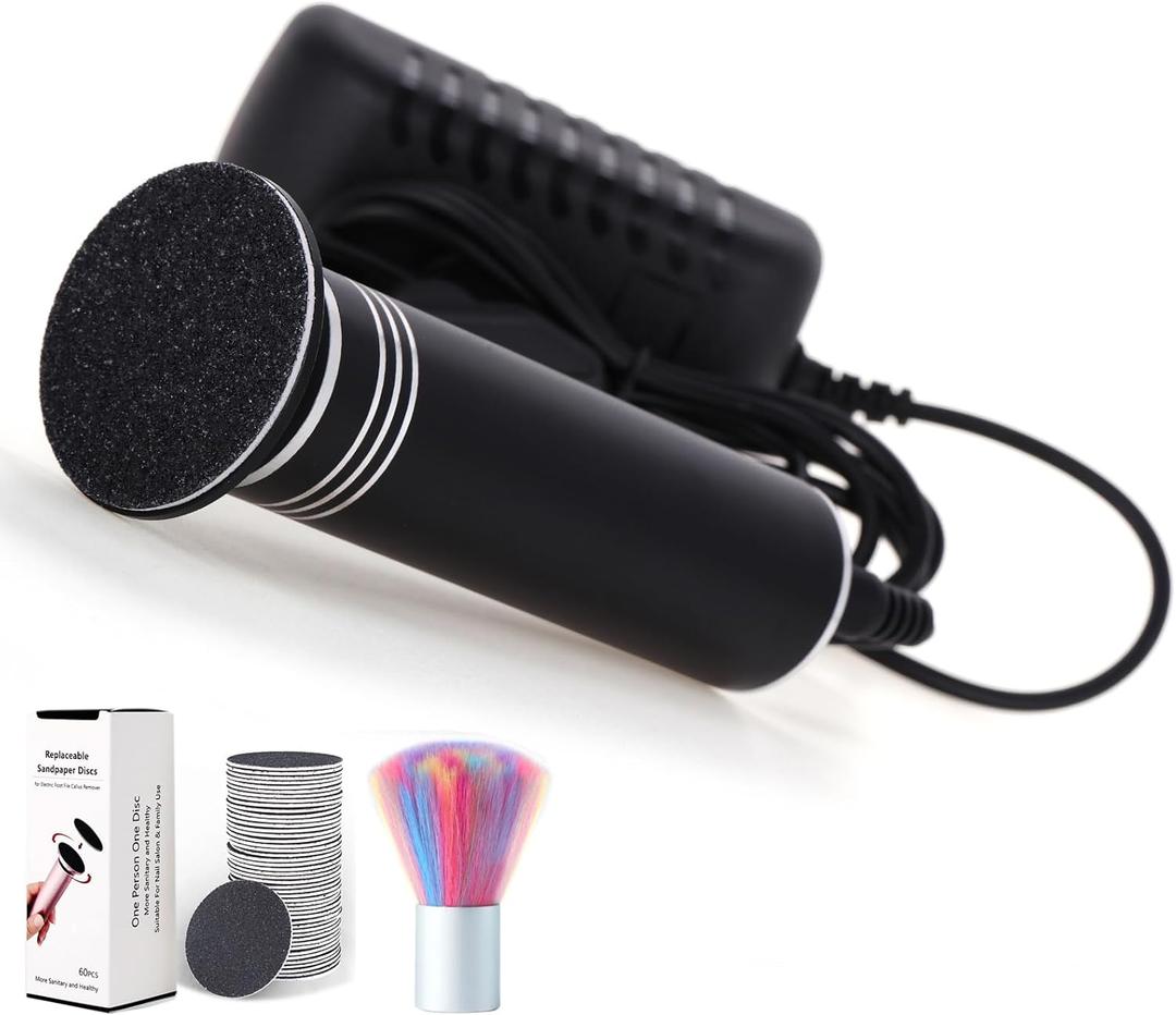 Upgraded Electric Callus Remover for Feet 1200RPM, Adjustable Speed Professional Electric Foot Sander Foot Grinder Heel File Pedicure Tool for Women Men Cracked Dead Skin, 60 Sandpaper Discs, Black