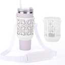 Metal Cup Holder with Strap for Stanley Cup 40 oz, Water Bottle Carrier Bag for Stanley Cup AccessoriesSports Water Bottle Accessories(White)