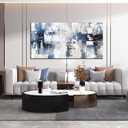 Prepeyssee White and Blue Abstract Canvas Wall Art for Living Room Bedroom Home Office Large Modern Grey Abstract Canvas Prints Picture Ready to Hang Size 29x59