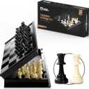 Chess Armory Magnetic 9.5 Inches Travel Chess Set - Folding Board with Storage Box & 2 Extra Queen.