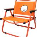 Vibrant and Cheerful Orange Folding Outdoor Chair, Compact Lightweight Portable Design with Wood Armrests & Metal Frame for Backyar, Camping, Beach, Hiking, Picnics