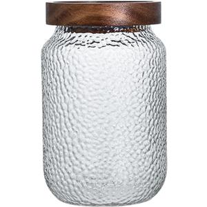 Viovian Glass Storage Jars With Wooden Lids 34 oz Anti-Slip Coffee Sugar Container Decorative Glass Canister Jar for Food Coffee Bean Candy Cookie 1000ml