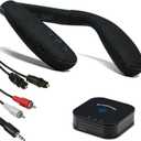 HomeSpot BA210 v2 Auracast Bluetooth 5.3 Transmitter with JY538 Neckband Speaker, 50 Hrs Battery, aptX Adaptive/LL/HD, Optical/3.5mm/RCA, for TV & Audio Systems (Black)