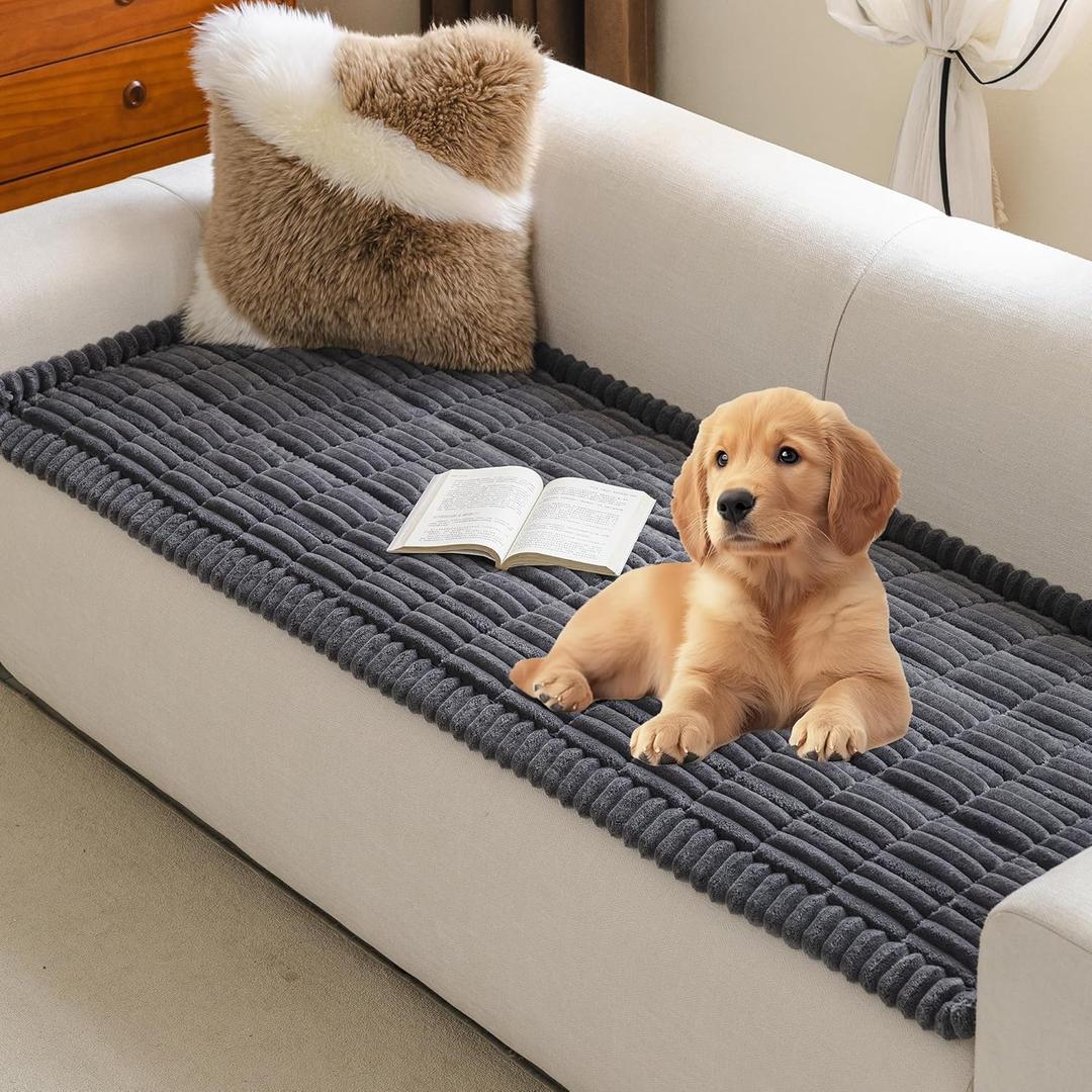 MYSKY HOME Couch Covers for 3 Cushion Sofa Pet Friendly, Couch Cover for Dogs, Sofa Covers for Pets Washable, Soft Non-Slip Sofa Slipcovers Furniture Protector Covers, Dark Grey, 27.6" x 70.9"