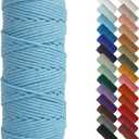 NOANTA Sky Blue Macrame Cord 3mm x 109yards, Colored Macrame Rope, Cotton Rope Macrame Yarn, Colorful Cotton Craft Cord for Wall Hanging, Plant Hangers, Crafts, Knitting