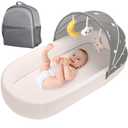 Travel Bassinet Portable Baby Bassinet, Baby Lounger for Newborn, Infant and Toddler, Suitable for Indoor & Outdoor Carrying, Mini Cribs Co Sleeper for Baby in Bed, Foldable Washable, Grey
