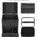 Professional Nail Polish Organizer & Storage Case, Double Layer Travel Nail Supplies Container Holds 96 Bottles & Full Size Nail Lamp, Multi-functional Aluminum Box for Nail Tech, Tattoo & Makeup