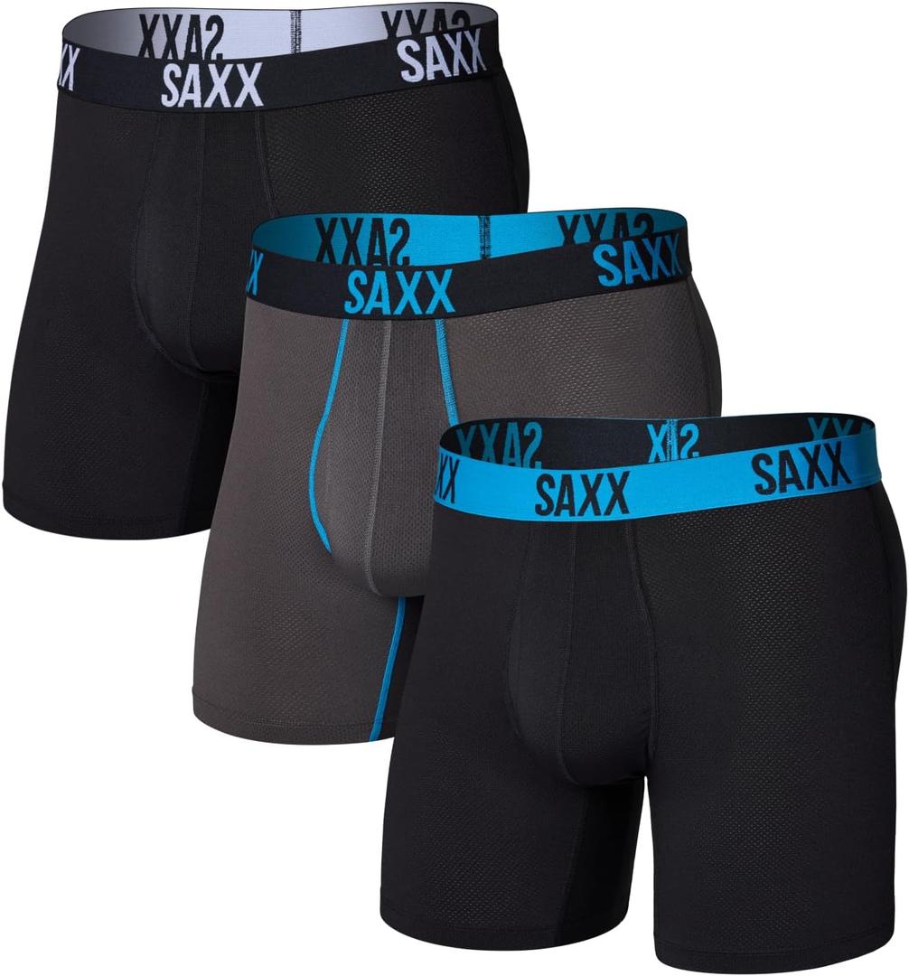 SAXX Underwear Co. Men's Core Performance Mesh Boxer Brief with Fly, Pouch, 3-pack (Black/Graphite/Athletic) Small SAXX Underwear Co. Men's Core Performance Mesh Boxer Brief with Fly, Pouch, 3-pack (Black/Graphite/Athletic) Small