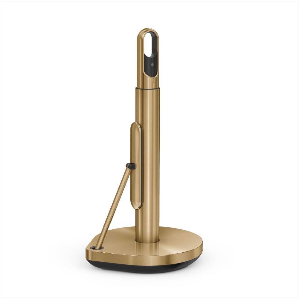 simplehuman Standing Paper Towel Holder with Spray Pump, Brass Stainless Steel, Gold