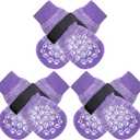 EXPAWLORER 6PCS Anti-Slip Dog Socks to Prevent Licking Paws,Dog Shoes for Hot Pavement,Best Paw Protector Traction Control on Hardwood Floor,Dog Booties for Puppy  Senior Dogs (Purple, Medium)
