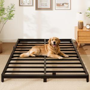 King Bed Frame, 4 Inch Low Profile Metal Platform Bed Frame with Round Legs