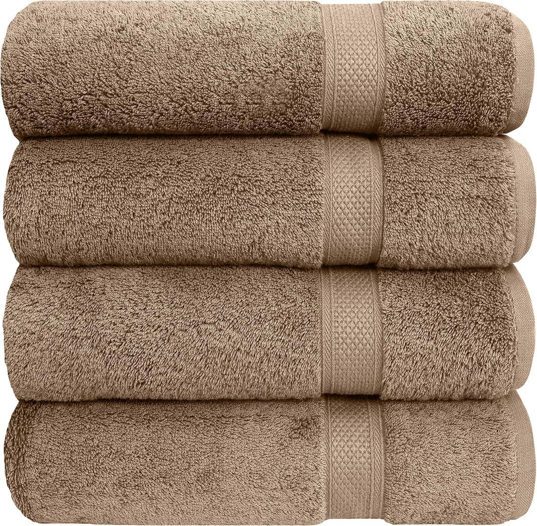 Pleasant Home Luxury Bath Towels Set 27'x54' | 100% Cotton, 600 GSM | Soft & Absorbent Large Hotel Quality Bath Towel Set | Mocha 4 Pack