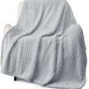 Whale Flotilla Lightweight Fleece Throw Blanket for Couch, Fuzzy Soft Blankets with Decorative Jacquard Pattern for Summer, Warm and Fluffy, 50x60 Inch, Light Grey