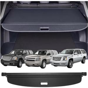 Retractable Cargo Cover Compatible with Chevrolet Suburban Cadillac Escalade ESV GMC Yukon XL 2007-2014 Power Tailgate Trunk Shield Security Shade Privacy Screen (65.5 Inches Power Tailgate)