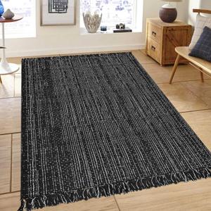 Rugs 4x6 Large Area Rug Washable Cotton Outdoor Tassels Runner Rug, Black and White Neutral Rug Front Porch Decor for Kitchen Living Room Bedroom Patio Farmhouse Entryway Carpet