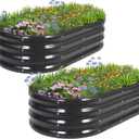 1MORE Galvanized Raised Garden Bed- Planter Garden Boxes Outdoor, Raised Beds for Gardening, 4x2x1ft Metal Garden Bed Kit for Vegetables Flower, Planter Raised Beds with Tools.Gray-2pack