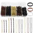 480 Pcs Bobby Pins Hair Pins Kit, U Shaped Hair Pins for Buns, Hair Pins for Women, Hair Rubber Bands with Box, 2/2.36/2.76inch Black Bobby Pins Brown Hair Blonde Hair Pins for Styling