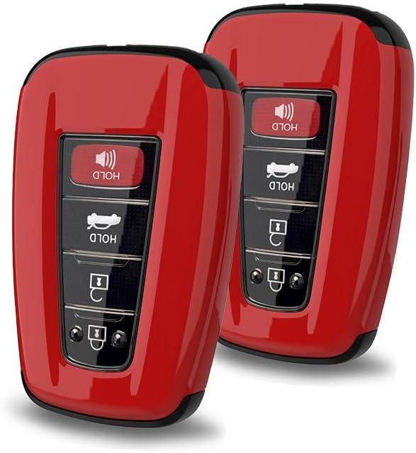 Sturdy ABS Key Fob Cover Case Compatible with Toyota RAV4 Camry Highlander Corolla Accessories (Red x 2)