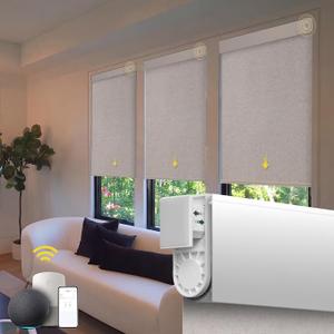 Motorized Blinds No Drill Automatic Blinds for Windows Cordless Roller Shades Electric Blinds with Remote Control Smart Blinds (Linen, 35 x 72)