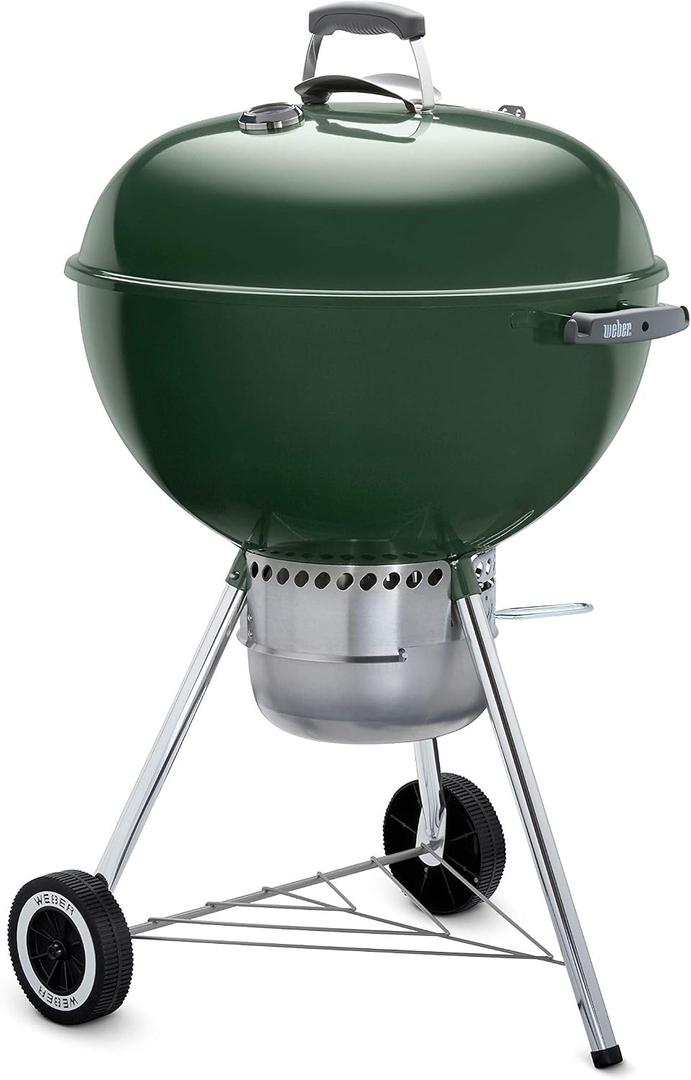 Weber Original Kettle Premium Charcoal Grill, 22-Inch, Green Outdoor BBQ Grill with BuiltIn Thermometer, Heat Control Dampers & OneTouch Cleaning System