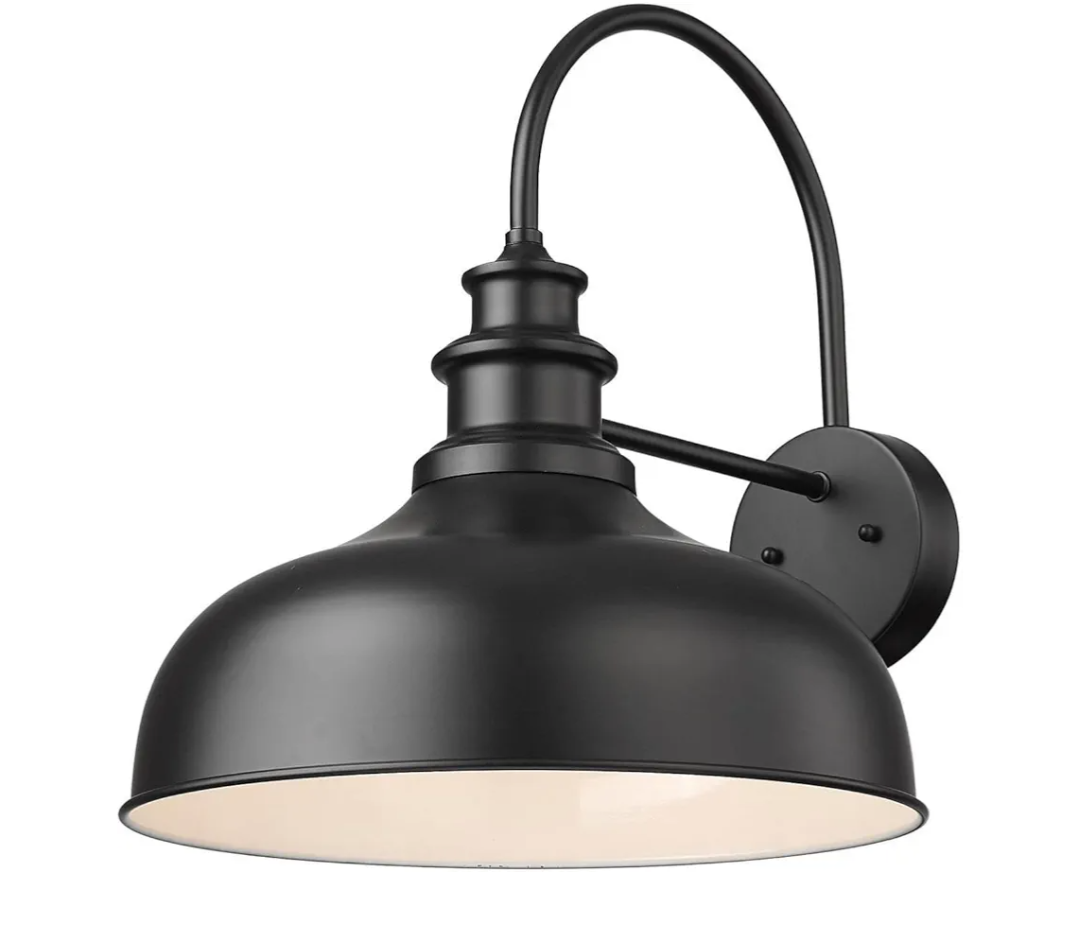 Bestshared Large Outdoor Farmhouse Barn Lights 16 Inch Dome Outdoor Wall Lighting Fixture Industrial Wall Sconces Exterior Mount Lantern Light for Porch,Entryway,Garage (1Pack,Black+White)