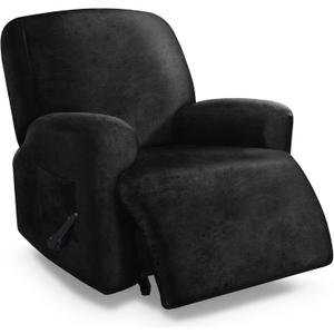 molasofa Leather Like Oversized Recliner Chair Covers, Extra Large Big Man 4 Pieces Lazy Boy Recliner Cover for Wide Recliner Chair for Pets Kids Washable(X-Large, Black) (1 XL Seater)