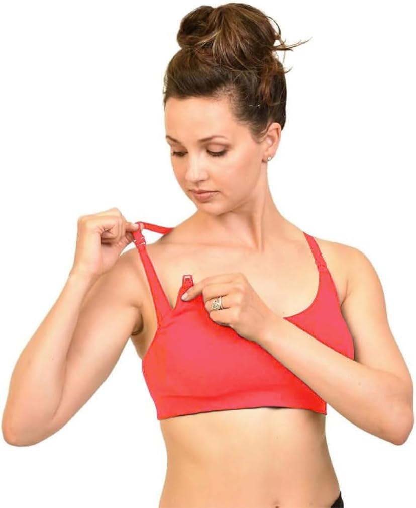 Bamboobies Maternity Nursing Bra for Breastfeeding - Underwire-Free Essential for Nursing (Hibiscus, Medium)