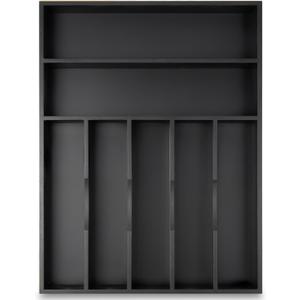 Silverware Organizer Kitchen Drawer Organizer Utensil Organizer Bamboo Silverware Holder Cutlery Organizer in Drawer Flatware Organizer Tray(7 slots, Black