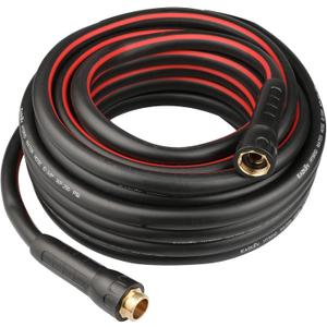 Hybrid Garden Hose 5/8 IN. x 50 FT, Heavy Duty, Lightweight, Flexible with Rotatable Grip Handle and Solid Brass Fittings, Gray+Red