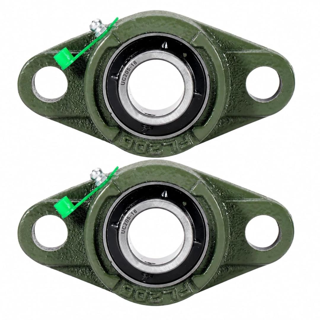 Donepart 2-Pack UCFL205-16 Pillow Block Flange Bearing, 1 Inch Bore, Chrome Steel Insert with Cast Iron Housing, 2-Bolt Self Aligning, Set Screw Locking, Pre-Lubricated with Grease Fitting